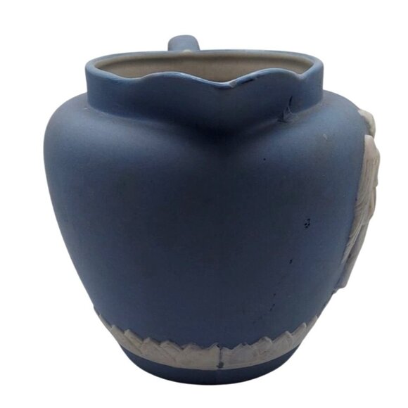 Vintage Blue & White Jasperware Style Pitcher With Neo-Classical Design Japan - Picture 2 of 9